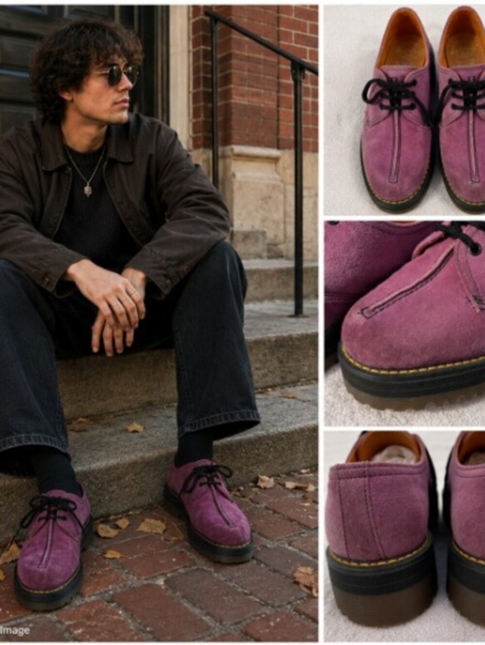 Dr Martens 8380 Vintage 90s Purple Suede Platform Oxford MIE England UK 8